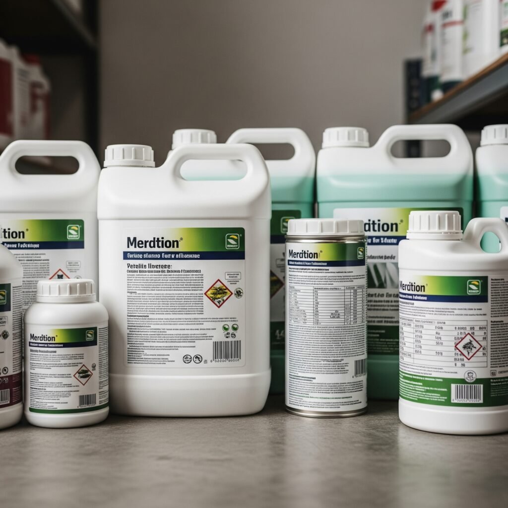 Envases de productos agroquímicos siendo etiquetados con información técnica usando maquinaria Labintech